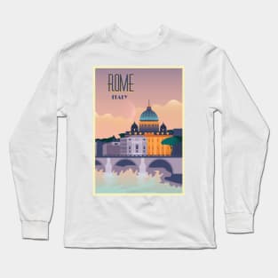Rome, Italy - Vintage Travel Poster Long Sleeve T-Shirt